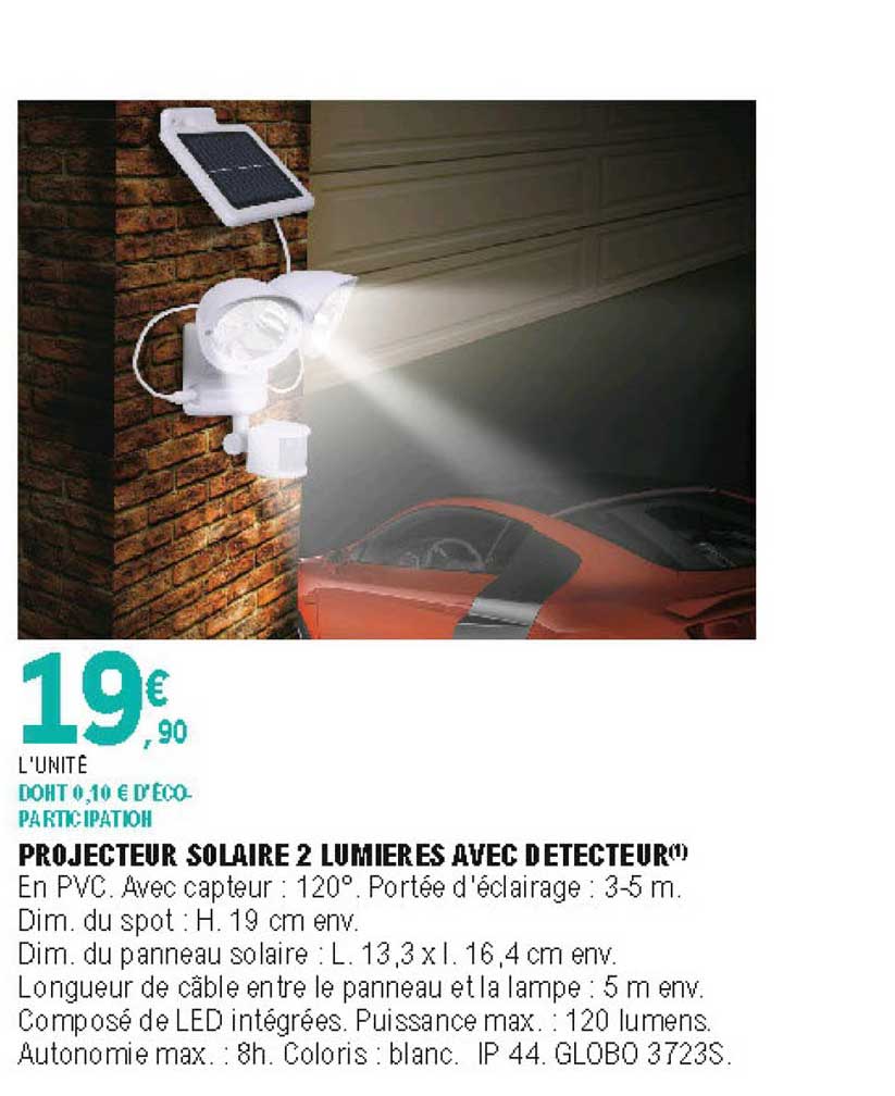 projecteur solaire 2 lumières avec détecteur