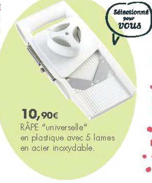 râpe universelle en plastique avec 5 lames en acier inoxydable
