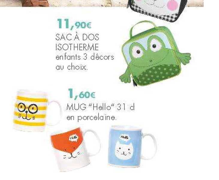 sac à dos isotherme enfants 3 décors au choix mug hello en porcelaine