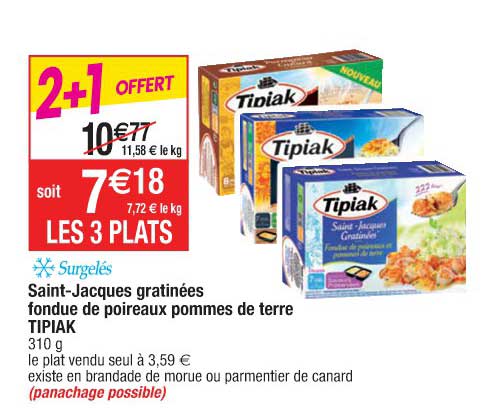 saint-jacques gratinées fondue de poireaux pommes de terre tipiak