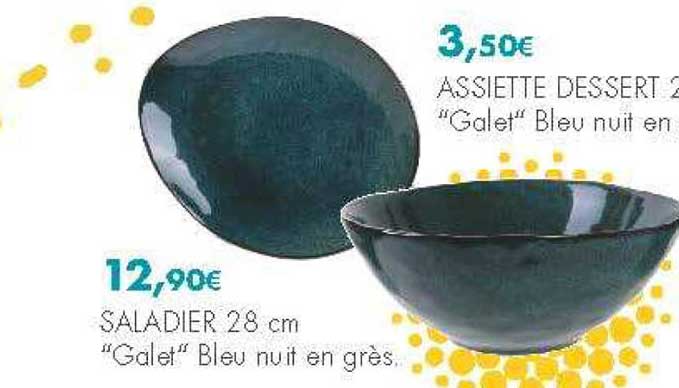 Saladier Galet Bleu Nuit En Grès Assiette Dessert 2 Galet Bleu Nuit