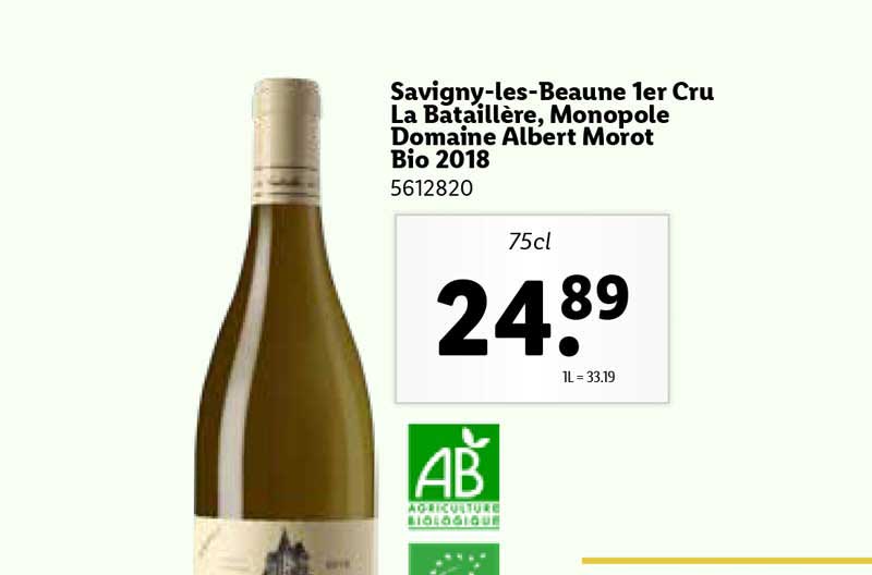 savigny-les beaune 1er cru la bataillère, monopole domaine albert morot bio 2018