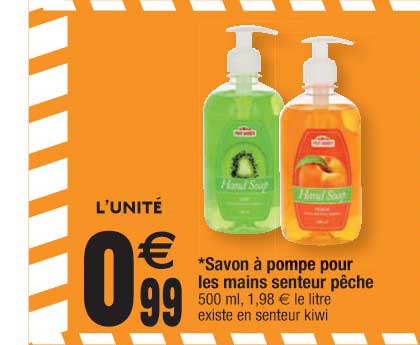 savon à pompe pour les mains senteur pêche