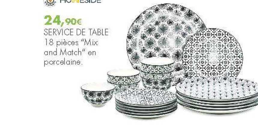 service de table 18 pièces mix and match en porcelaine
