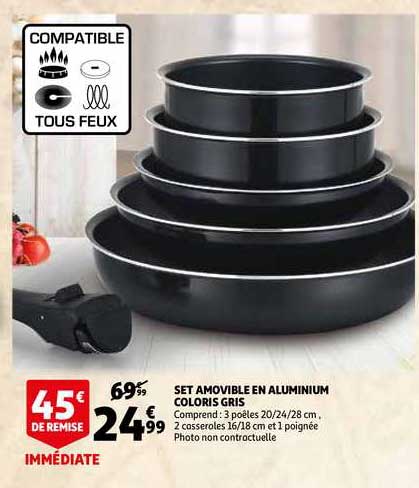 set amovible en aluminium coloris gris