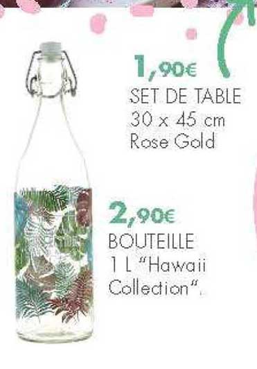 set de table 30x45cm bouteille 1l hawaii collection