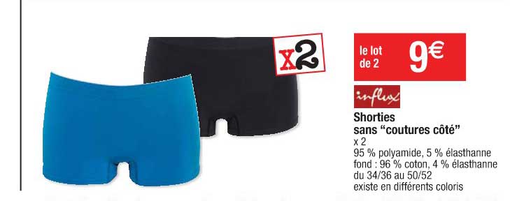 shorties sans "coutures côté" influx