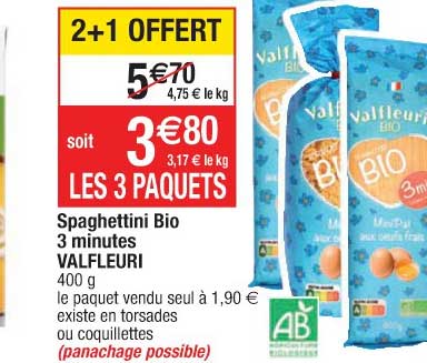 spaghettini bio 3 minutes valfleuri