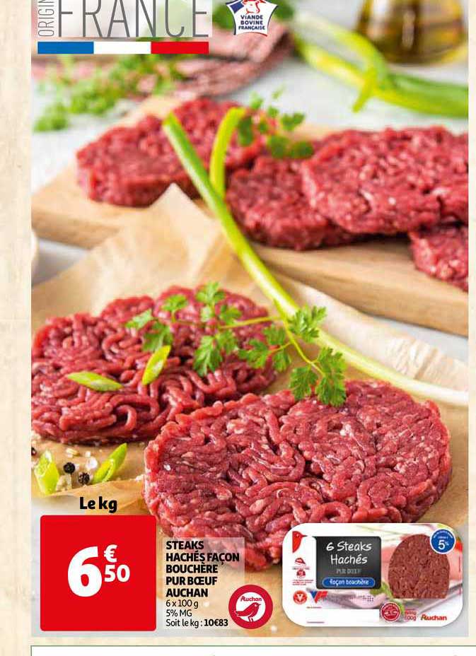 Steaks Hachés Façon Bouchère Pur Bœuf Auchan