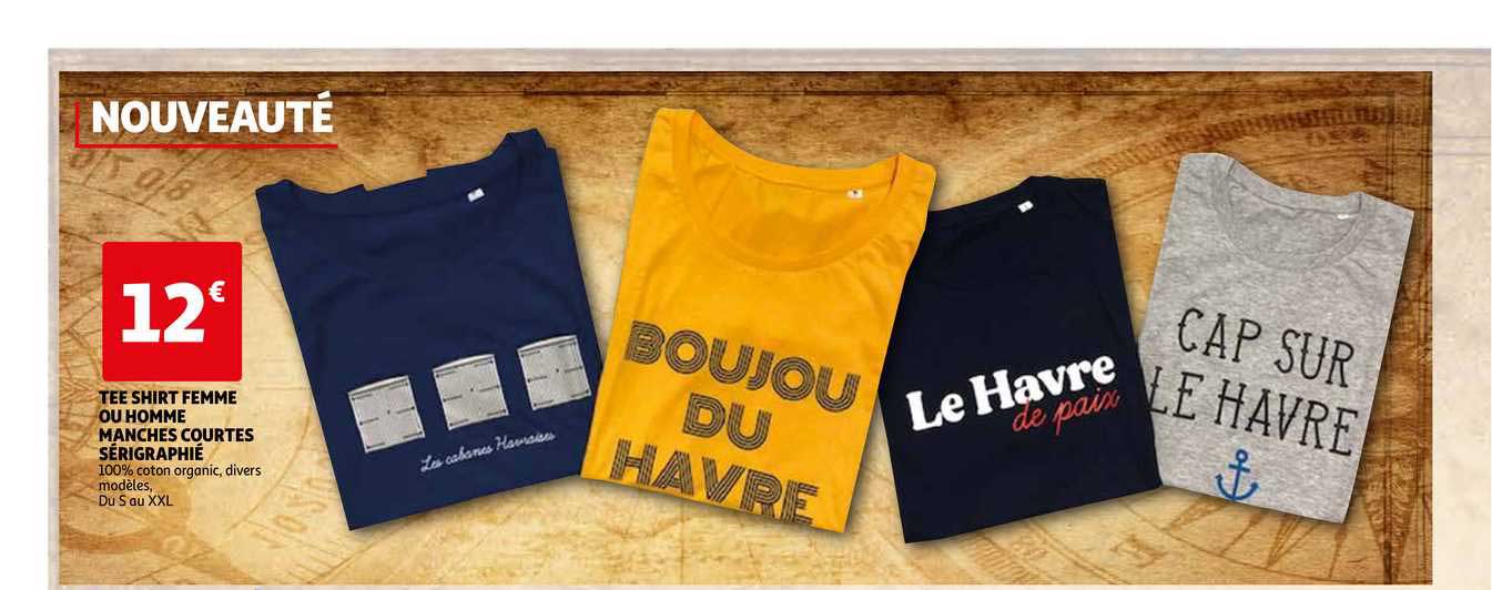 tee shirt femme ou homme manches courtes sérigraphié