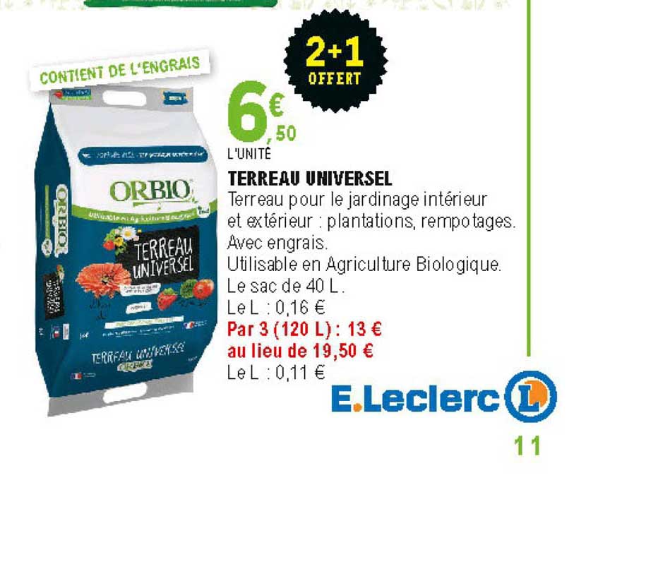 Terreau Universel 2+1 Offert