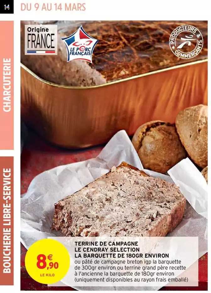 Terrine De Campagne Le Cendray Selection La Barquette De 180gr Environ