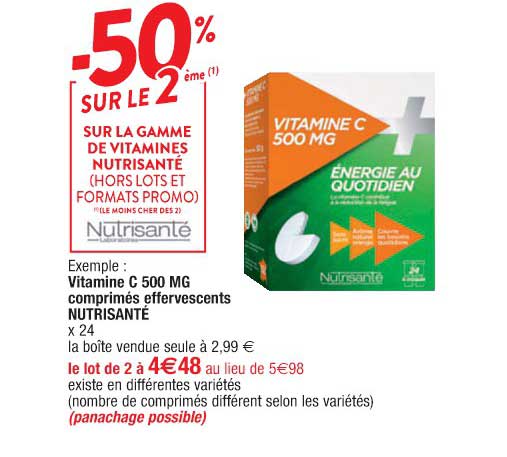 vitamine c 500 mg comprimés effervescents nutrisanté