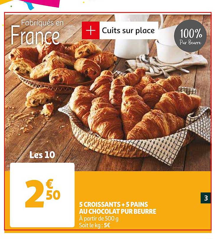 5 Croissants + 5 Pains Au Chocolat Pur Beurre