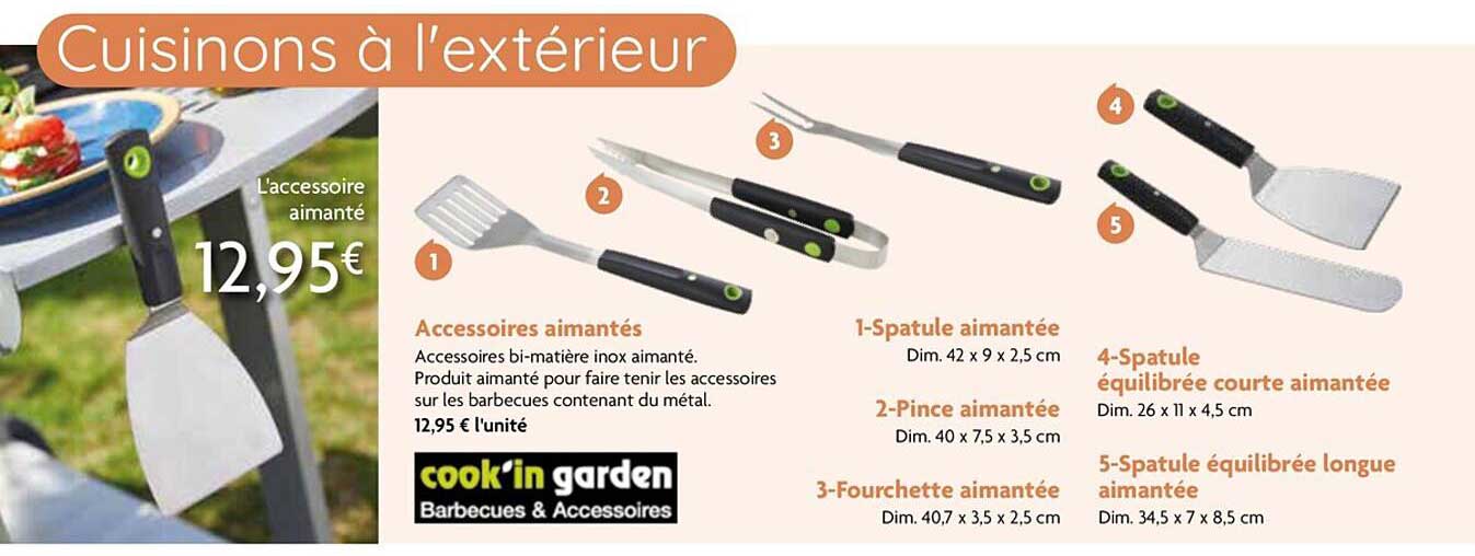 accessoires aimantés, spatule aimantée , pince aimantée, fourchette aimantée, spatule équilibrée courte aimantée, spatule équilibrée longue aimantée