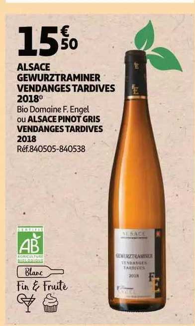 alsace gewurztraminer vendages tardives 2018 bio domaine f.engel ou alsace pinot gris vendanges tardives 2018