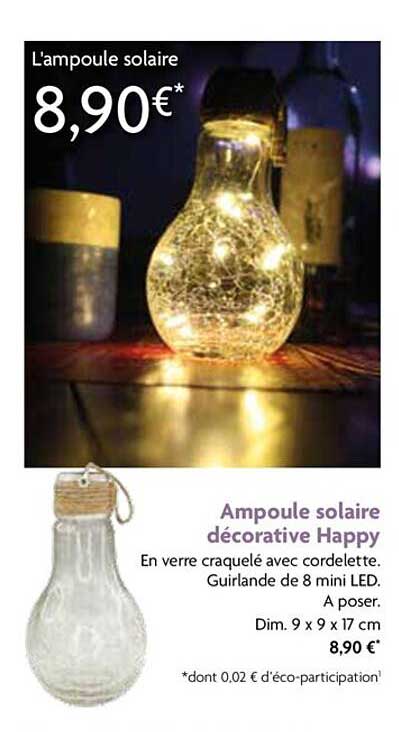 ampoule solaire décorative happy