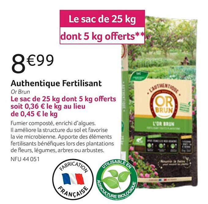 authentique fertilisant or brun