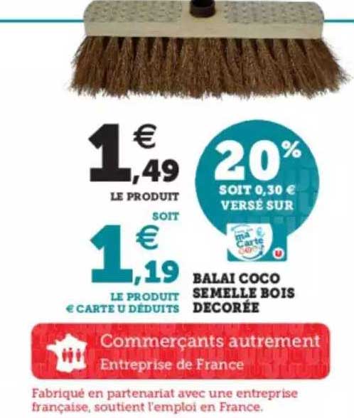 balai coco semelle bois décorée