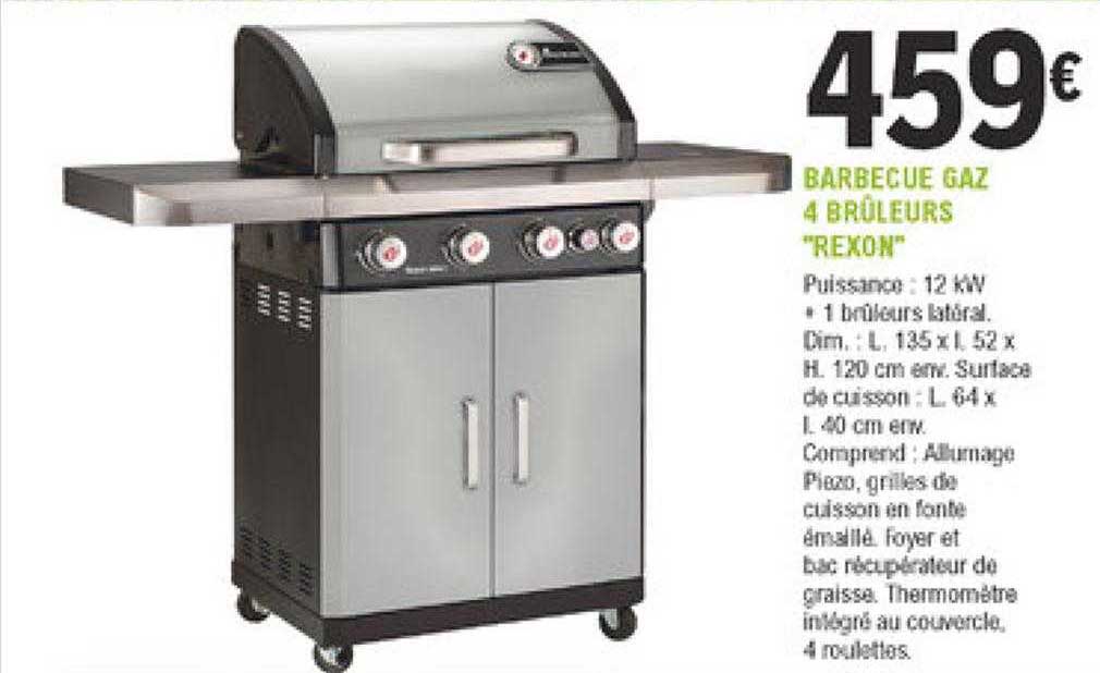 barbecue gaz 4 brûleurs "rexon"