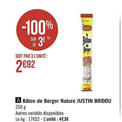 Bâton De Berger Nature Justin Bridou