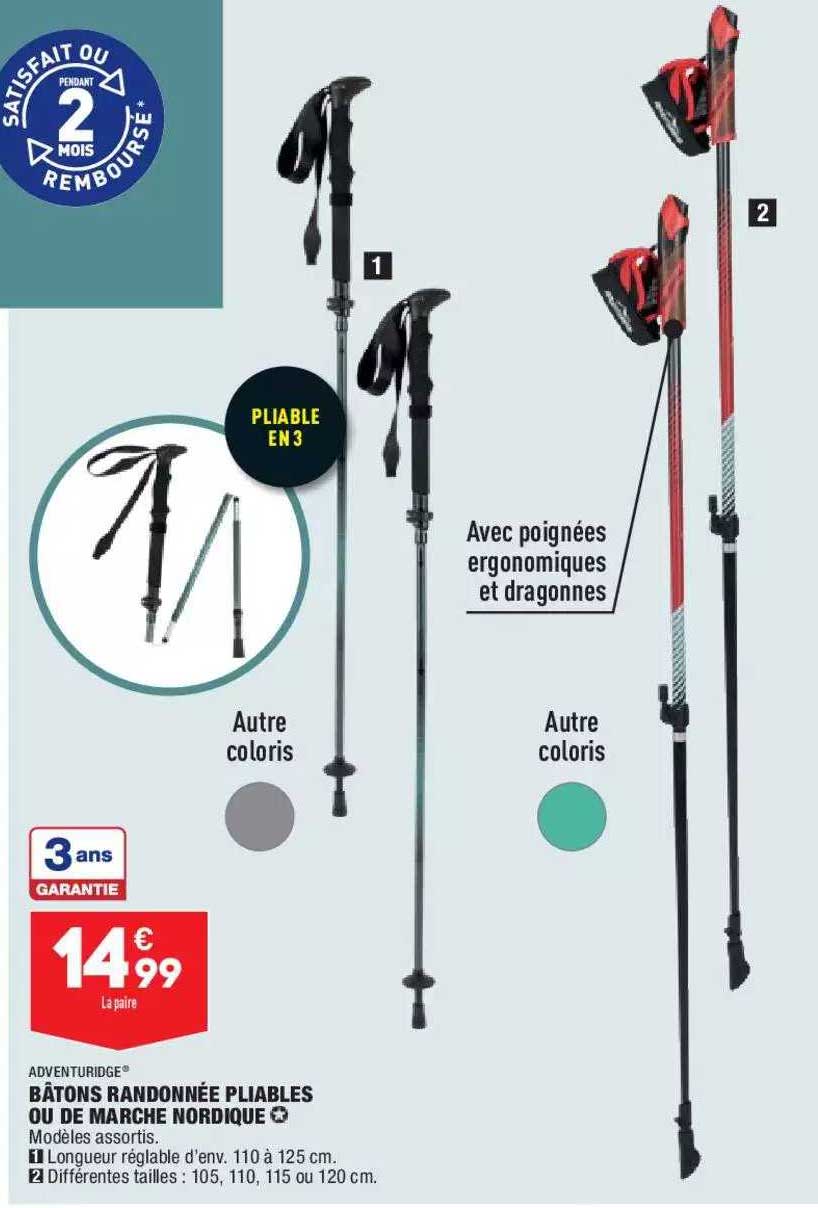 bâtons randonnée pliables ou de marche nordique adventuridge