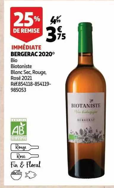 Bergerac 2020 Bio Biotaniste Blanc Sec, Rouge, Rosé 2021