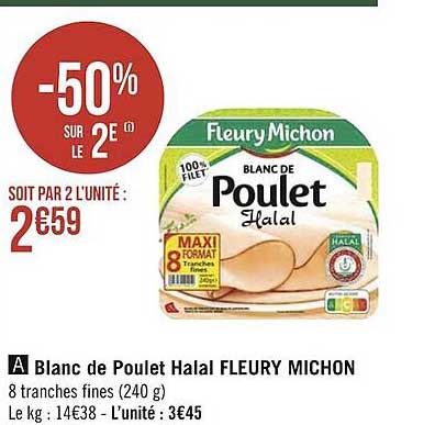 blanc de poulet halal fleury michon