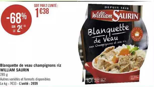 blanquette de veau champignons riz william saurin