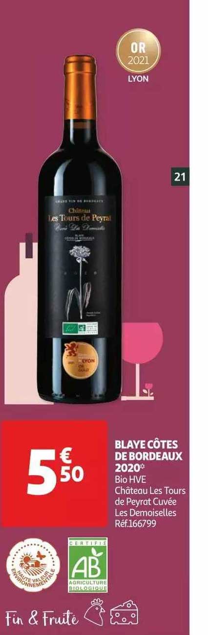 blaye côtes de bordeaux 2020 bio hve château les tours de peyrot cuvée les demoiselles