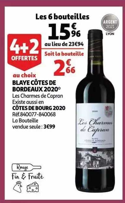 blaye côtes de bordeaux 2020 les charmes de capran, côtes de bourg 2020