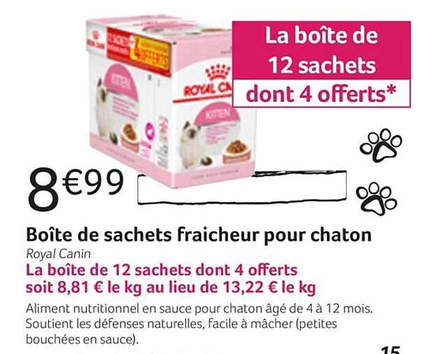 boîte de sachets fraîcheur pour chaton royal canin