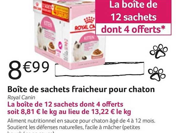 boîte de sachets fraicheur pour chaton royal canin