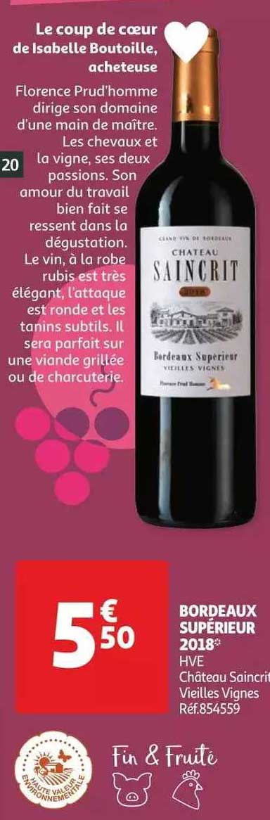 bordeaux supérieur 2018 hve château saincrit vieilles vignes