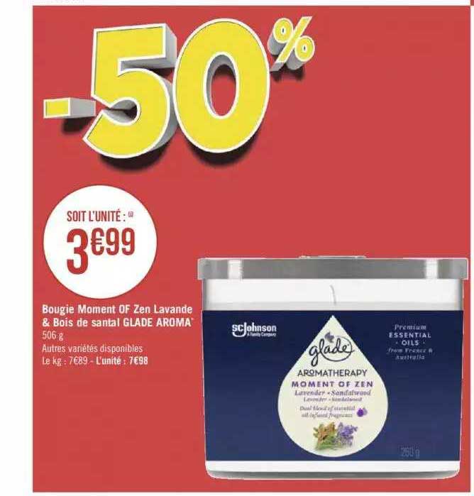 Bougie Moment Of Zen Lavande & Bois De Santal Glade Aroma