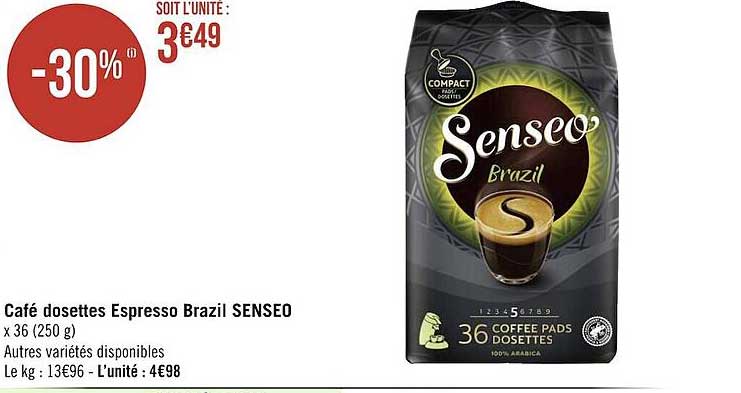 café dosettes espresso brazil senseo