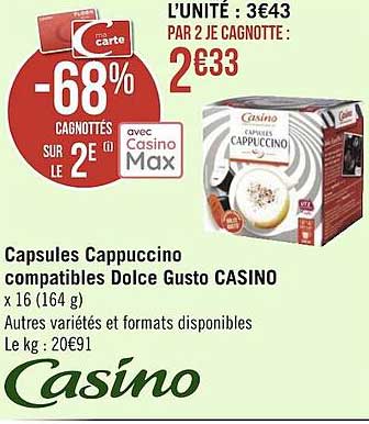 capsules cappuccino compatibles dolce gusto casino