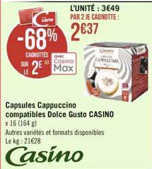 capsules cappuccino compatibles dolce gusto casino