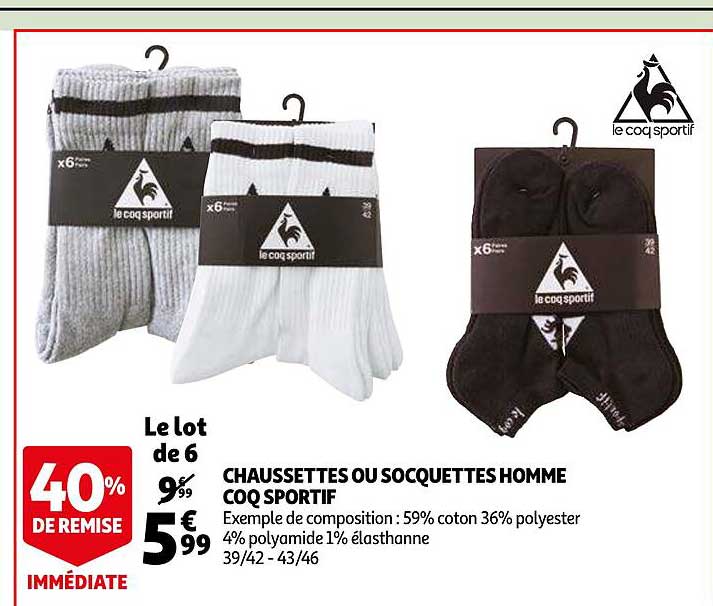 chaussettes ou socquettes homme coq sportif