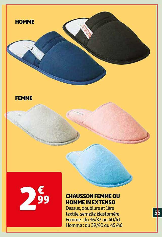 chausson femme ou homme in extenso