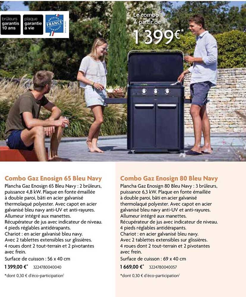 combo gaz enosign 65 bleu navy, combo gaz enosign 80 bleu navy