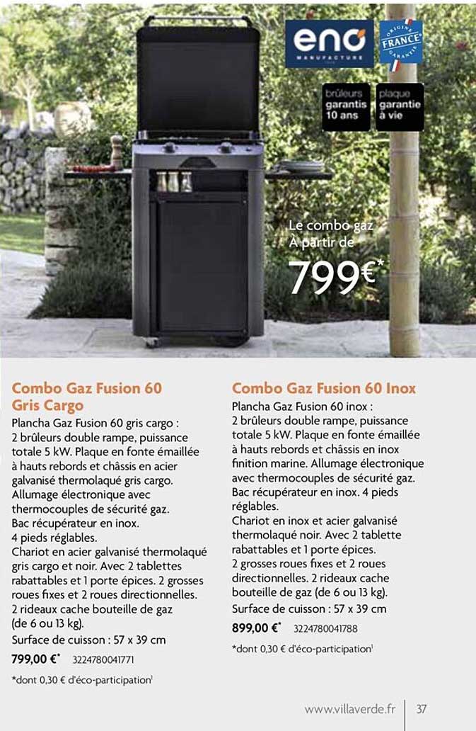 Combo Gaz Fusion 60 Gris Cargo, Combo Gaz Fusion 60 Inox