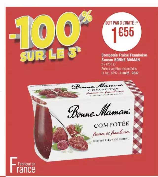 compotée fraise framboise sureau bonne maman