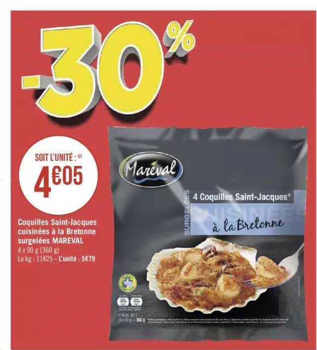 coquilles saint-jacques cuisinées à la bretonne surgelées mareval
