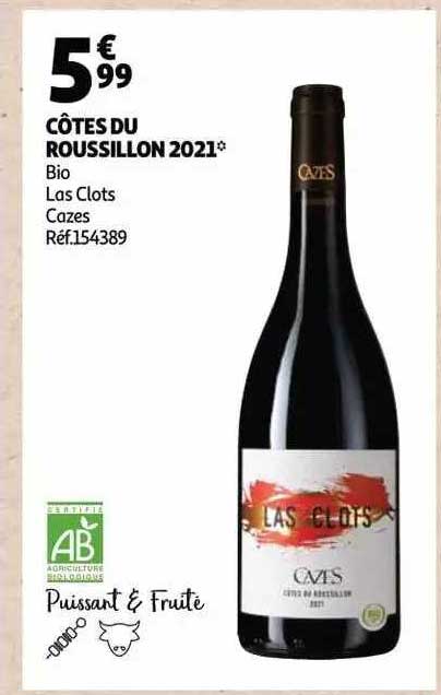 côtes du roussillon 2021 bio las clots cazes
