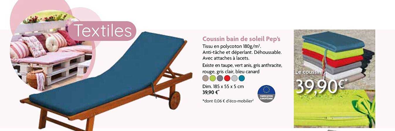 coussin bain de soleil pep's