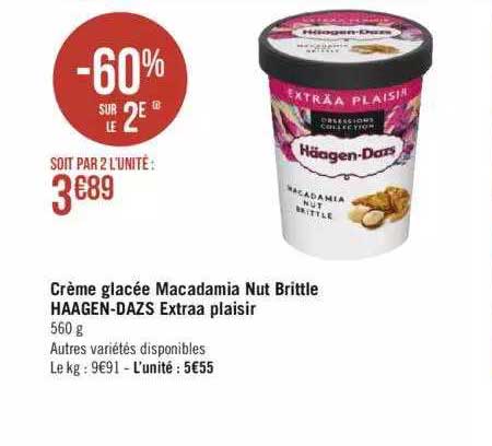 crème glacée macadamia nut brittle häagen-dazs extraa plaisir