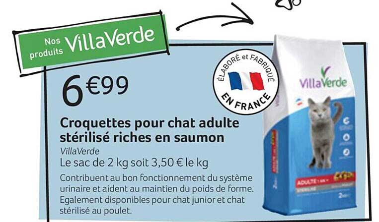 croquettes pour chat adulte stérilisé riches en saumon villaVerde