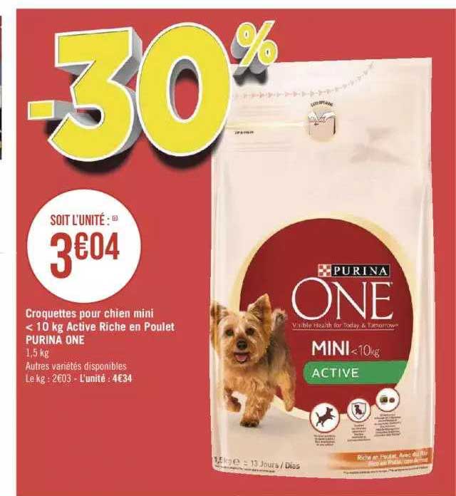 croquettes pour chien mini <10 kg active riche en poulet purina one