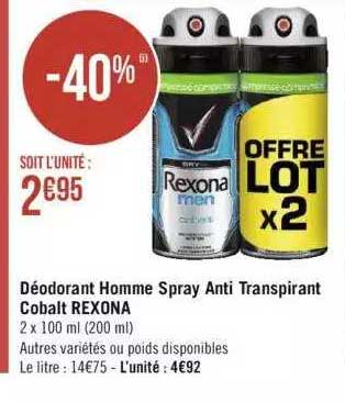 déodorant homme spray anti transpirant cobalt rexona